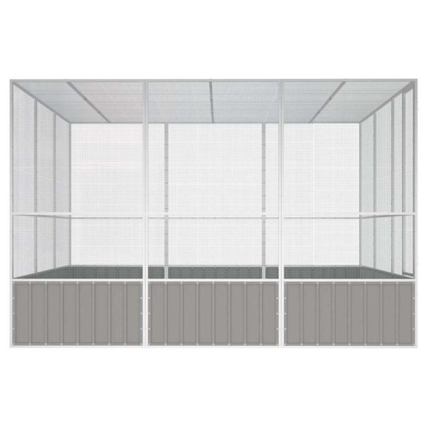 vidaXL Bird Cage Grey 302.5x324.5x211.5 cm Galvanised Steel - Image 4