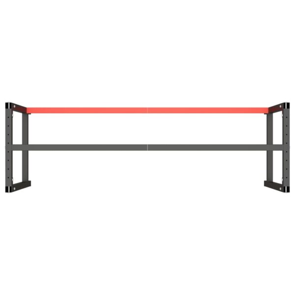 vidaXL Work Bench Frame Matte Black and Matte Red 180x57x79 cm Metal - Image 6