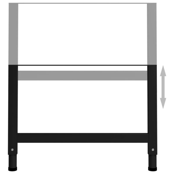 vidaXL Adjustable Work Bench Frames 2 pcs Metal 85x(69-95.5) cm Black - Image 4