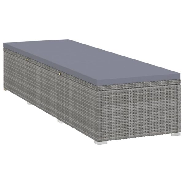 vidaXL 3 Piece Garden Sun Loungers with Tea Table Poly Rattan Grey - Image 4