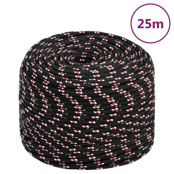 vidaXL Boat Rope Black 10 mm 25 m Polypropylene - Image 1