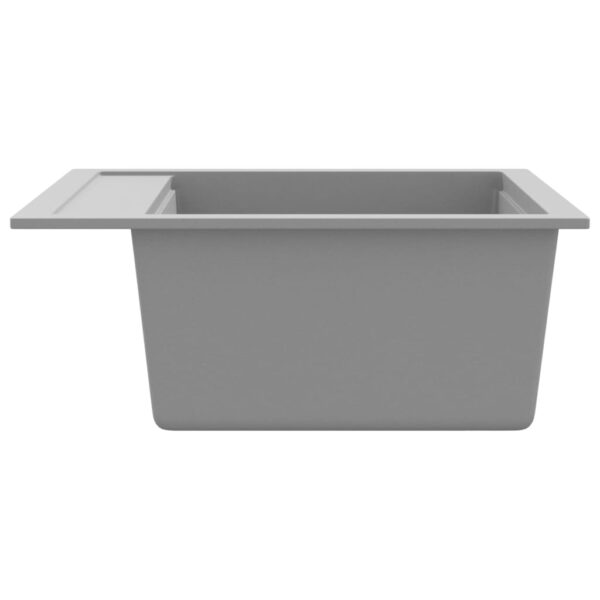 vidaXL Granite Kitchen Sink Single Basin Grey - Image 5