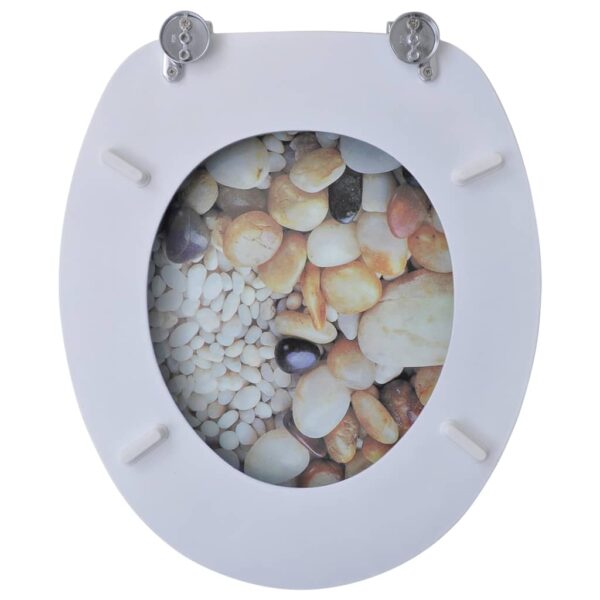 vidaXL Toilet Seats with Lids 2 pcs MDF Pebbles - Image 6