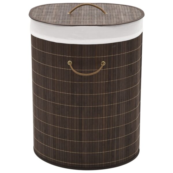 vidaXL Bamboo Laundry Bin Oval Dark Brown - Image 1