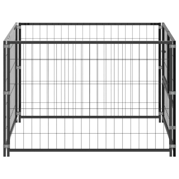 vidaXL Dog Kennel Black 100x100x70 cm Steel - Image 3