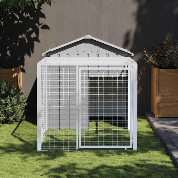 vidaXL Chicken Cage with Run Light Grey 117x201x123 cm Galvanised Steel - Image 1