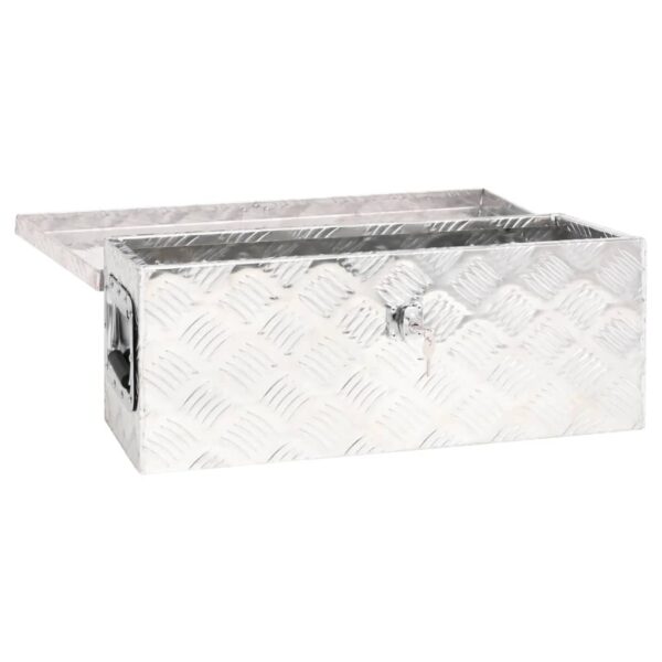 vidaXL Storage Box Silver 60x23.5x23 cm Aluminium - Image 5