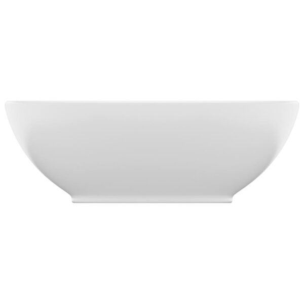 vidaXL Luxury Basin Oval-shaped Matt White 40x33 cm Ceramic - Image 3