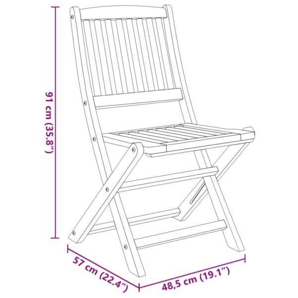 vidaXL 3 Piece Folding Garden Dining Set Solid Acacia Wood - Image 13