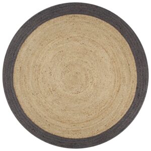 vidaXL Handmade Rug Jute with Dark Grey Border 120 cm