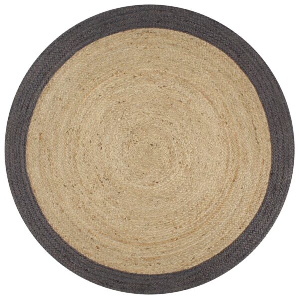 vidaXL Handmade Rug Jute with Dark Grey Border 120 cm - Image 1