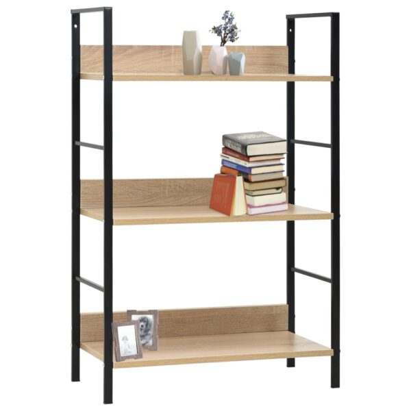 vidaXL 3-Layer Book Shelf Oak 60x27.6x90.5 cm Engineered Wood - Image 2