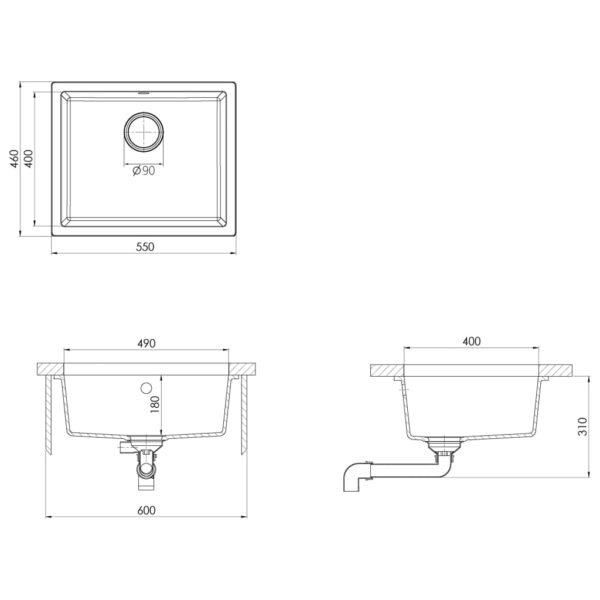vidaXL Kitchen Sink with Overflow Hole White Granite - Image 8