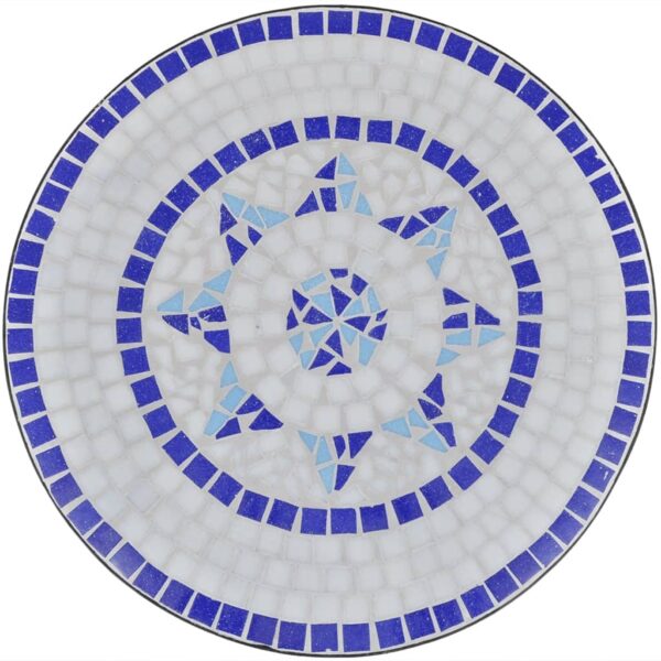 vidaXL 3 Piece Bistro Set Ceramic Tile Blue and White - Image 4