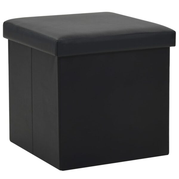 vidaXL Folding Storage Stools 2 pcs Black Faux Leather - Image 2