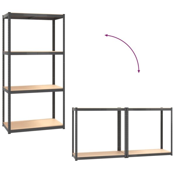 vidaXL 4-Layer Shelves 2 pcs Anthracite Steel and Engineered Wood - Image 9