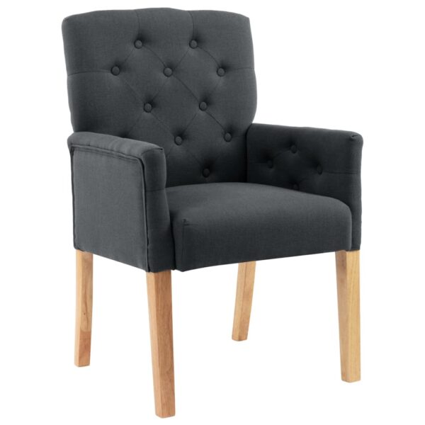 vidaXL Dining Chair with Armrests Grey Fabric - Image 2