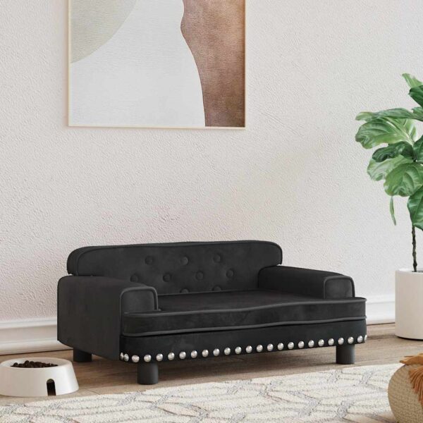 vidaXL Dog Bed Black 70x45x30 cm Velvet - Image 1