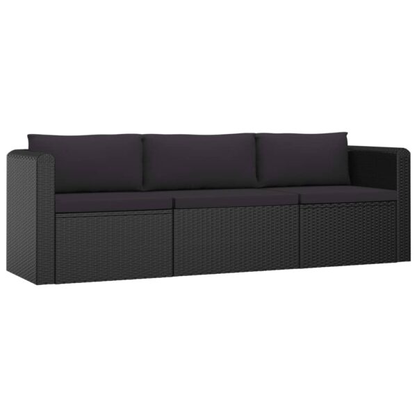 vidaXL 10 Piece Garden Lounge Set with Cushions Poly Rattan Black - Image 5