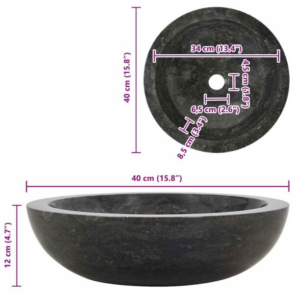 vidaXL Sink 40x12 cm Marble Black - Image 11
