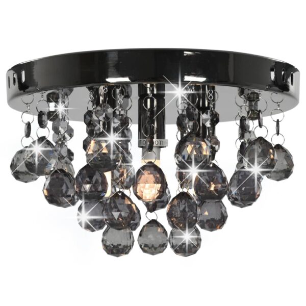 vidaXL Ceiling Lamp with Smoky Beads Black Round G9 - Image 3