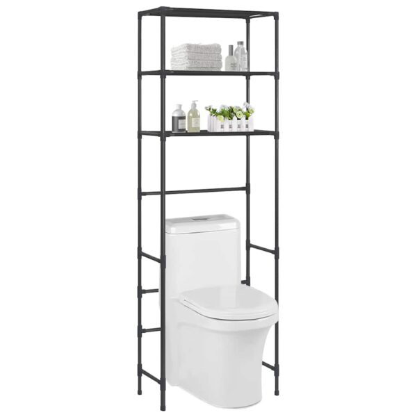 vidaXL 3-Tier Storage Rack over Toilet Black 53x28x169 cm - Image 1