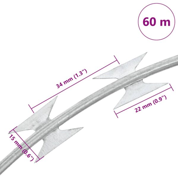 vidaXL Razor Wire Helical Wire Roll Galvanised Steel 60 m - Image 5