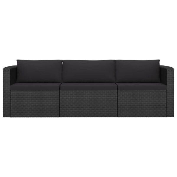 vidaXL 10 Piece Garden Lounge Set with Cushions Poly Rattan Black - Image 6