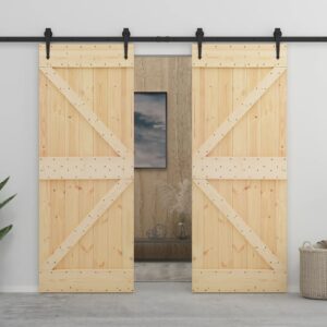 vidaXL Sliding Door with Hardware Set 100x210 cm Solid Pine Wood