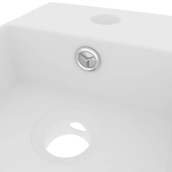 vidaXL Bathroom Sink with Overflow Ceramic Matt White - Image 5