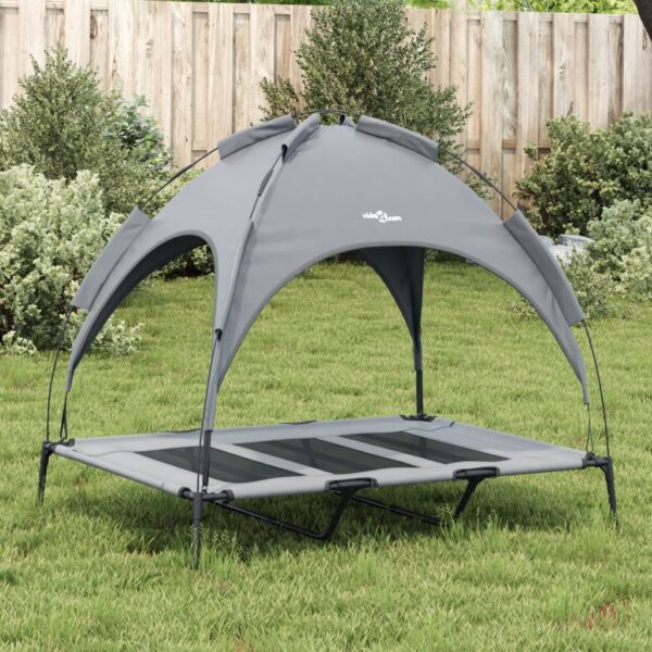 vidaXL Dog Bed with Canopy Anthracite Oxford Fabric and Steel - Image 3