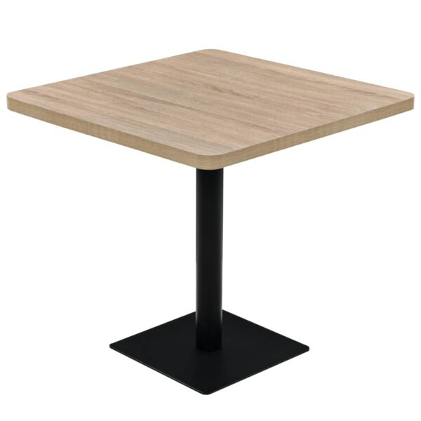 vidaXL Bistro Table MDF and Steel Square 80x80x75 cm Oak Colour - Image 2