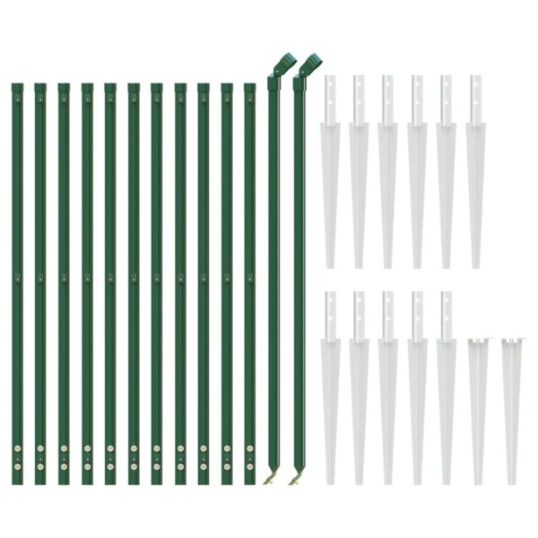 vidaXL Wire Mesh Fence with Spike Anchors Green 1x25 m - Image 3