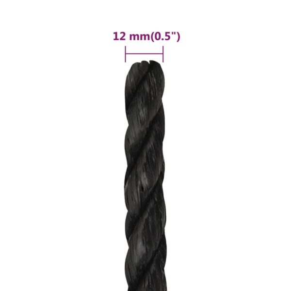 vidaXL Work Rope Black 12 mm 100 m Polypropylene - Image 6