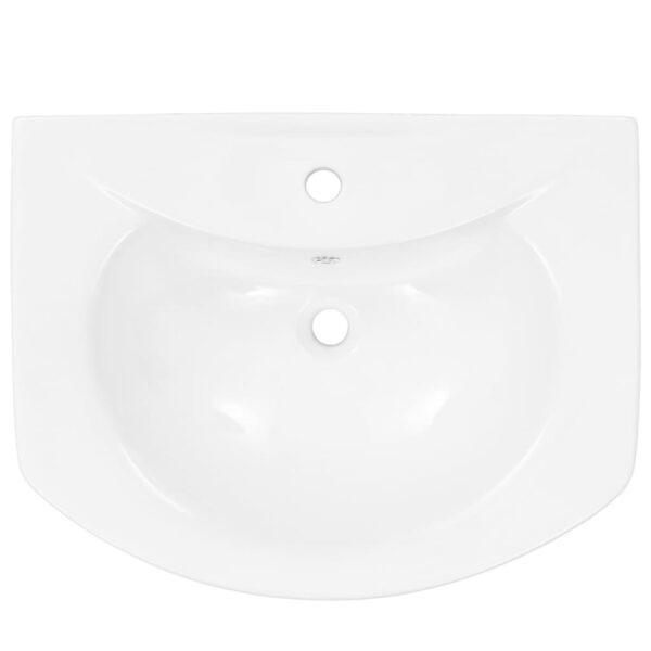 vidaXL Freestanding Basin with Pedestal Ceramic White 650x520x200 mm - Image 5