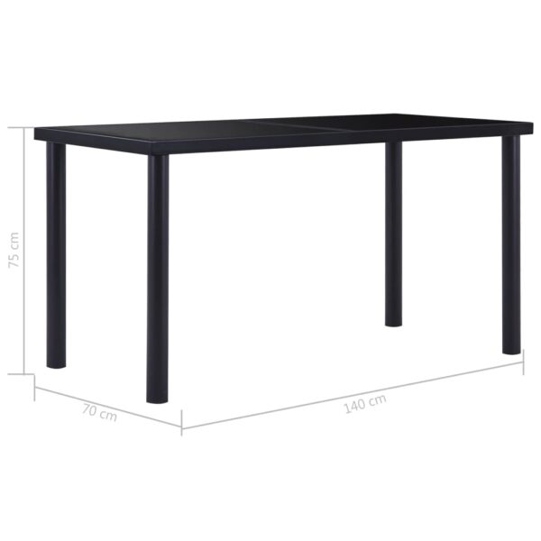 vidaXL Dining Table Black 140x70x75 cm Tempered Glass - Image 5