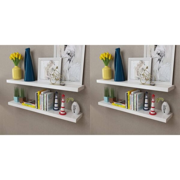 vidaXL Wall Shelves 4 pcs White 100 cm - Image 1