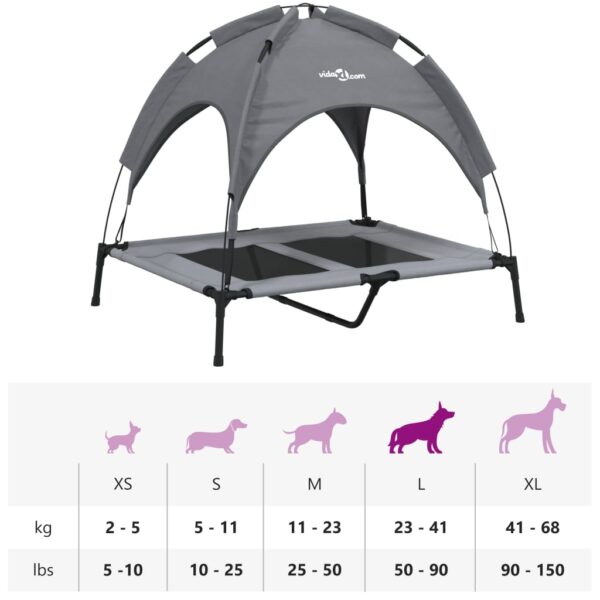 vidaXL Dog Bed with Canopy Anthracite Oxford Fabric and Steel - Image 10