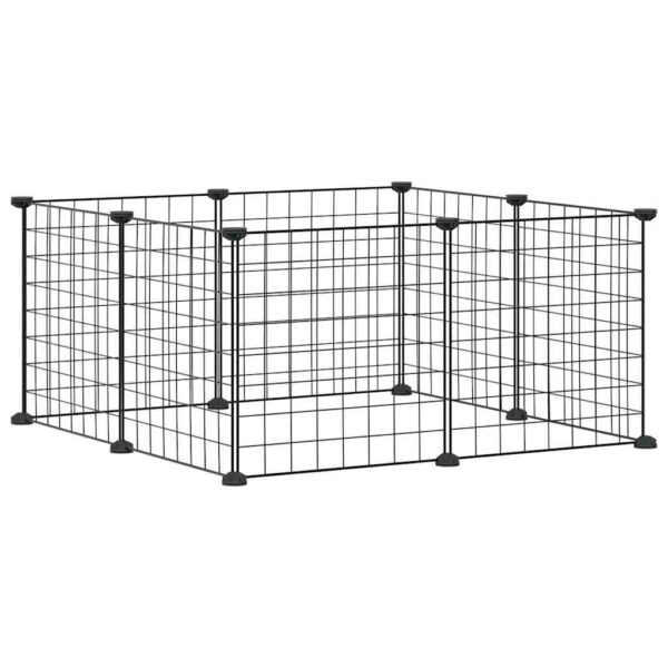 vidaXL 8-Panel Pet Cage Black 35x35 cm Steel - Image 4