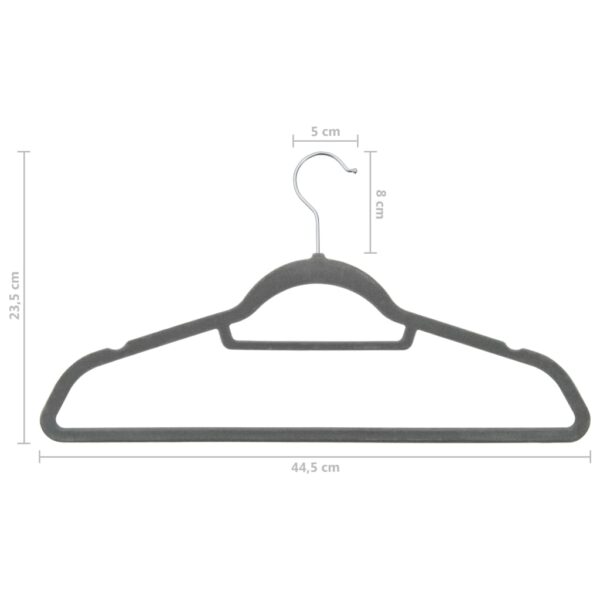 vidaXL 50 pcs Clothes Hanger Set Anti-slip Grey Velvet - Image 7