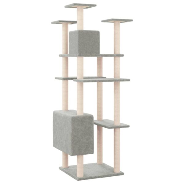 vidaXL Cat Tree with Sisal Scratching Posts Light Grey 162 cm - Image 5
