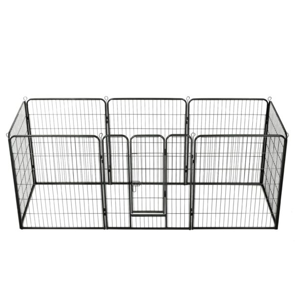 vidaXL Dog Playpen 8 Panels Steel 80x100 cm Black - Image 1