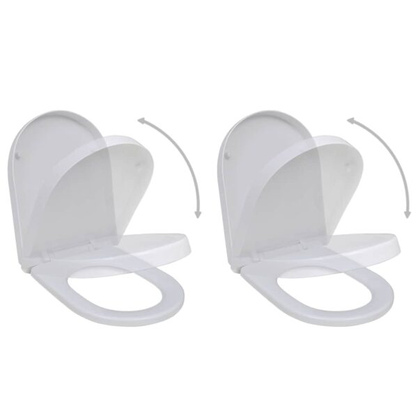 vidaXL Toilet Seats with Soft Close Lids 2 pcs Plastic White - Image 1