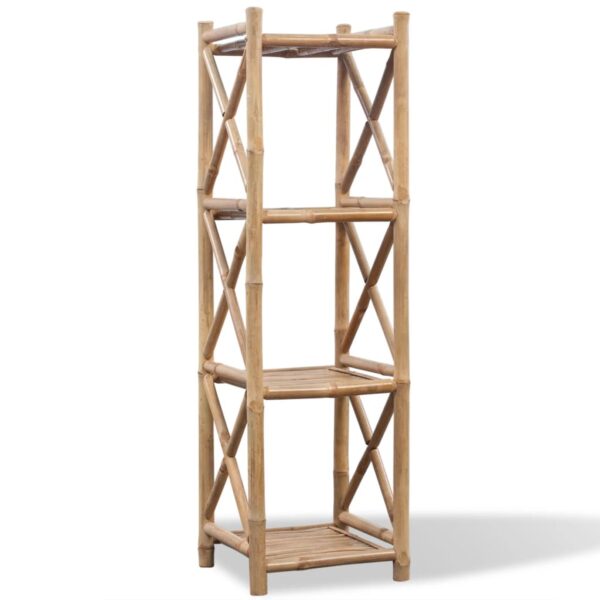 vidaXL 4-Tier Square Bamboo Shelf - Image 1