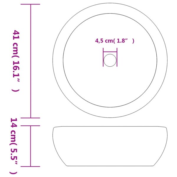 vidaXL Countertop Basin Black and Blue Round Φ41x14 cm Ceramic - Image 6
