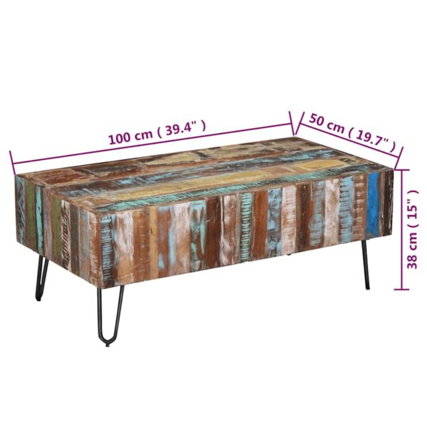 vidaXL Coffee Table Solid Reclaimed Wood 100x50x38 cm - Image 10