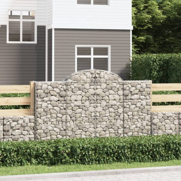 vidaXL Arched Gabion Basket 200x50x120/140 cm Galvanised Iron - Image 1
