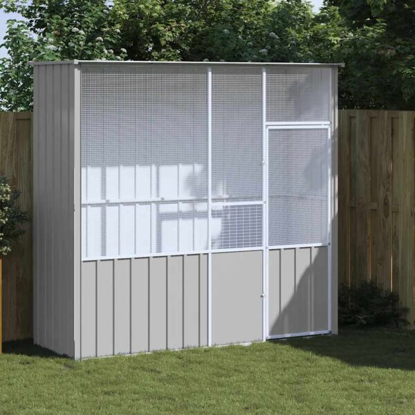 vidaXL Bird Cage Grey 215x78x200 cm Galvanised Steel - Image 1