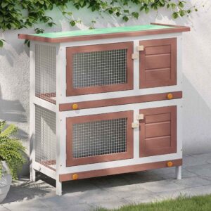 vidaXL Outdoor Rabbit Hutch 4 Doors Brown Wood