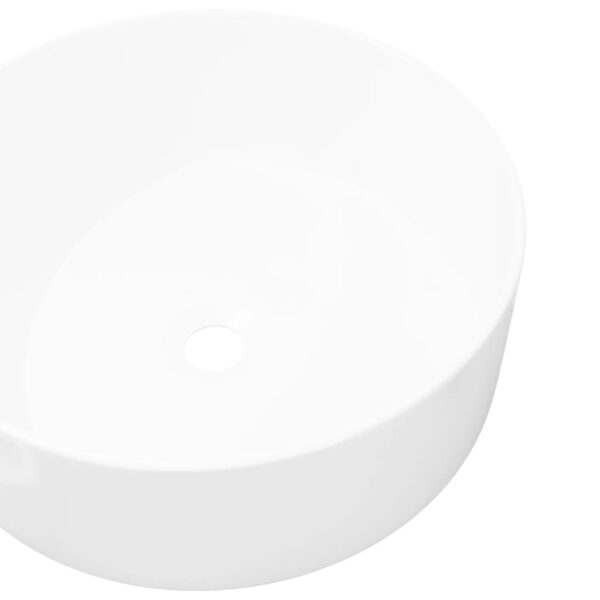 vidaXL Basin Round Ceramic White 40x15 cm - Image 4